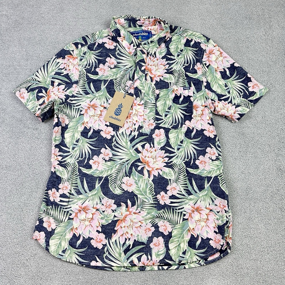 Chubbies Shirt Mens M Hawaiian Floral The Resort Wear Popover Beach Vacation New